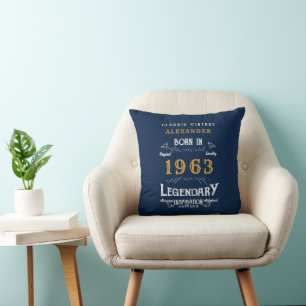 Coussin 60e anniversaire 1963 Retro Blue Gold Legendary