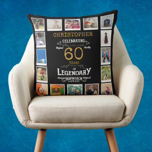 Coussin 60e anniversaire Black Gold Photo Collage