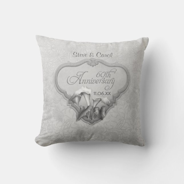 Coussin 60e anniversaire de Calla Lily Silver - Personnali (Recto)
