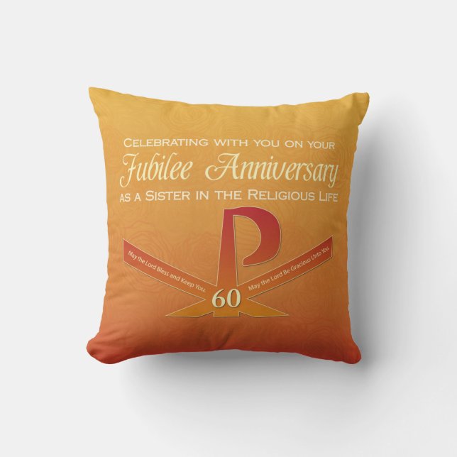 Coussin 60e anniversaire de jubilé Nun Pax Cross, Orange (Recto)