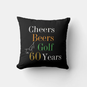 Coussin 60e anniversaire Golf Cheers Bières Black Gold