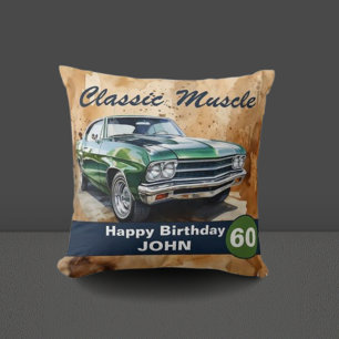 Coussin 60e anniversaire, voiture musculaire classique