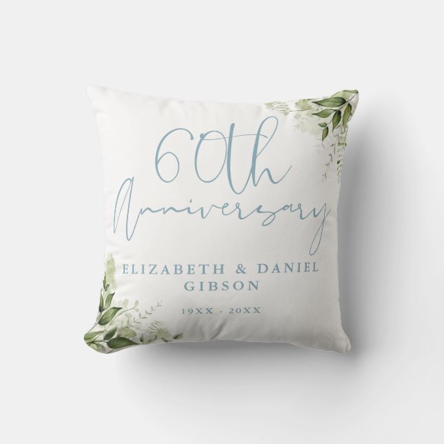 Coussin 60th Wedding Anniversary Greenery Floral (Recto)