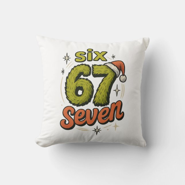 Coussin 67, 6-7 mème, 6 7 drôle, 67 Noël (Recto)