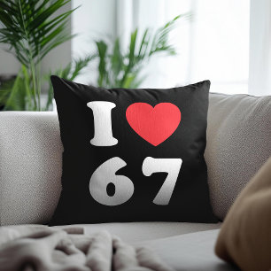 Coussin 67 Mème drôle J'aime six sept 67ème anniversaire