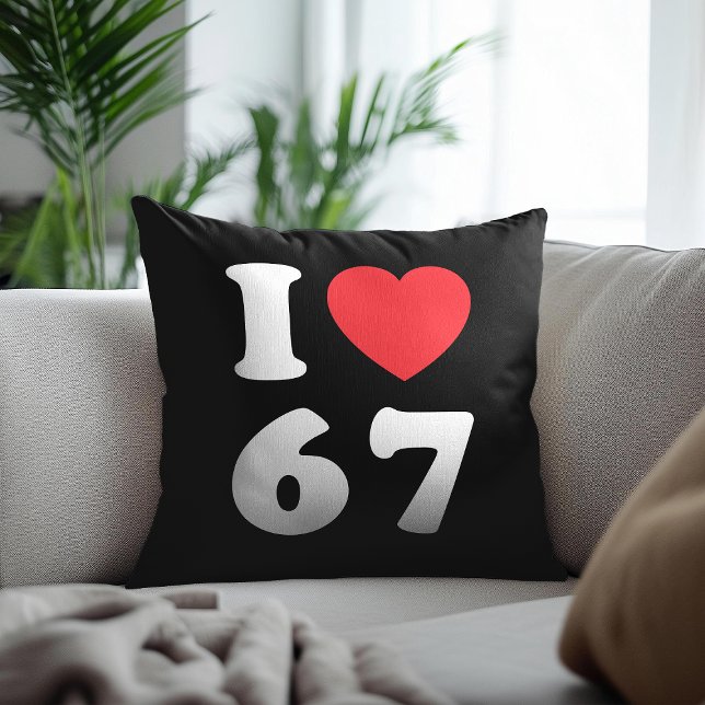 Coussin 67 Mème drôle J'aime six sept 67ème anniversaire (Créateur téléchargé)