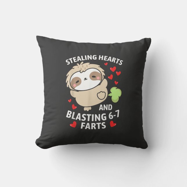 Coussin 67 Meme vole des coeurs Saint-Valentin paresseux E (Recto)