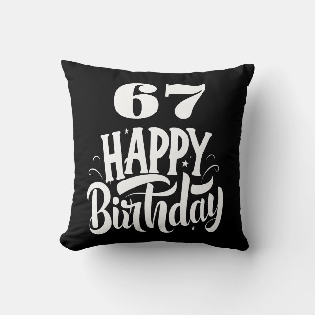Coussin 67e anniversaire chic noir blanc (Recto)