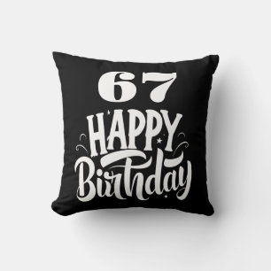 Coussin 67e anniversaire chic noir blanc personnalisé