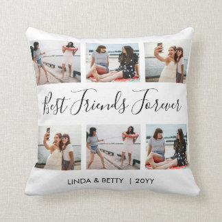 Coussin 6 Collage Photo Personnalisé Script Meilleurs Amis