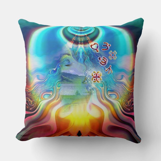 Coussin 6 Langue de la lumière Symboles Chakra Base (Recto)