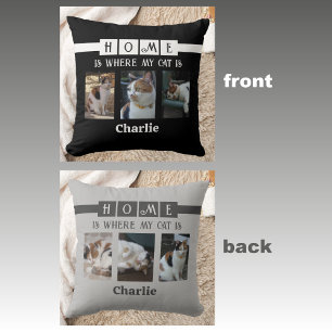 Coussin 6 photo collage amoureux des animaux noir gris