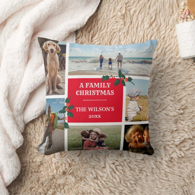 Coussin 6 photos personnalisées Collage de la famille Noël (Couverture)