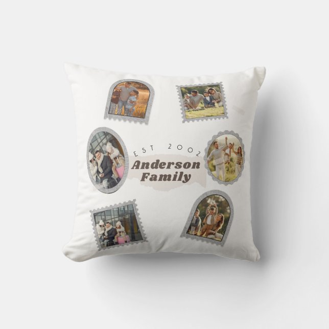 Coussin 6 Six Photo Moderne Élégant Collage Famille Amour (Recto)