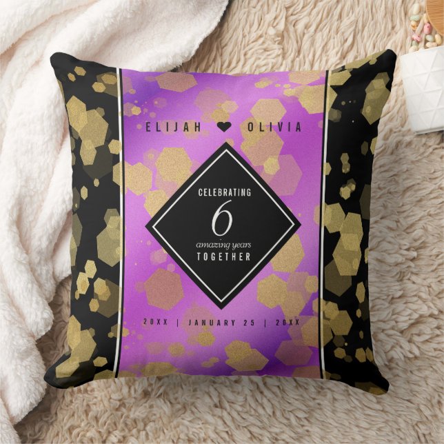 Coussin 6e anniversaire de mariage améthyste élégant (Couverture)