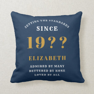 Coussin 70e anniversaire Loved Ajouter votre nom Année Blu