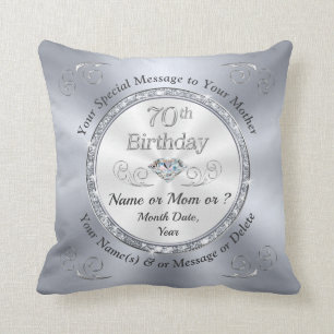 Coussin 70e anniversaire Présence pour maman ou autres fe