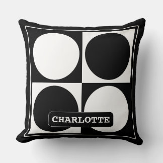 Coussin 70s Checks and Circles Black and White