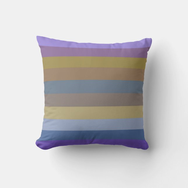 Coussin 70s Horizontal Stripes in Lilac, Mustard & Caramel (Recto)