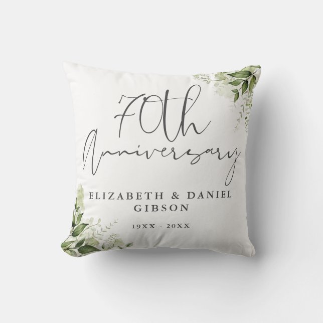 Coussin 70th Wedding Anniversary Greenery Floral (Recto)