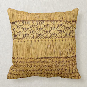 Coussin 73, Tissé, (Faux), Or avec Accents Fringe