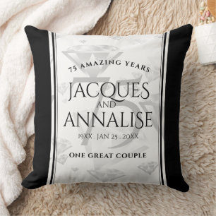Coussin 75e anniversaire de mariage diamant élégant