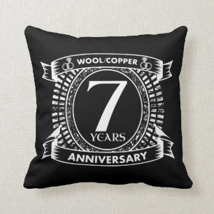 Coussin 7E anniversaire mariage laine cuivre