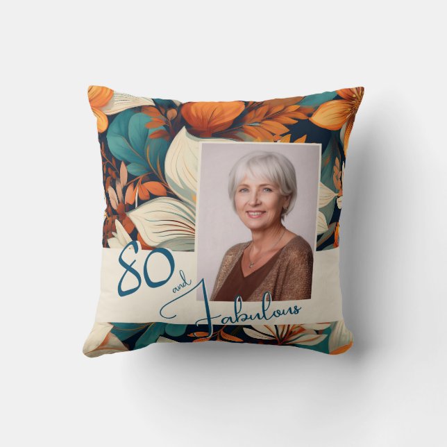 Coussin 80 et fabuleux Motif Flower Photo Anniversaire (Verso)