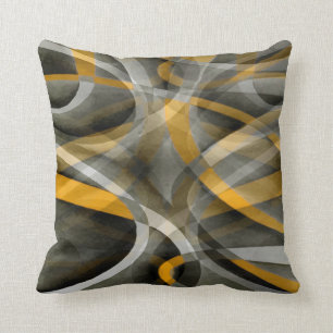 Coussin 80 Mustard rétro Jaune et gris Abstrait Cu