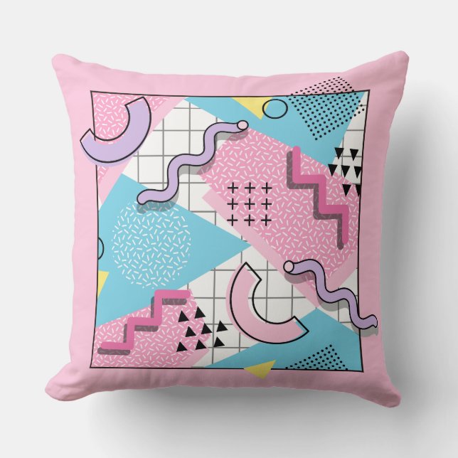 Coussin 80's Memphis Active Pink Light Blue (Recto)