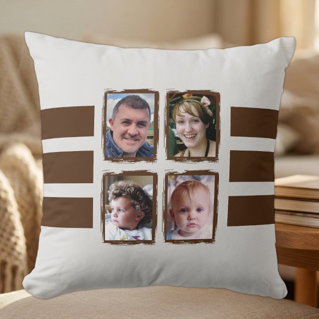 Coussin 8 bandes de photos marron double face (Créateur téléchargé)