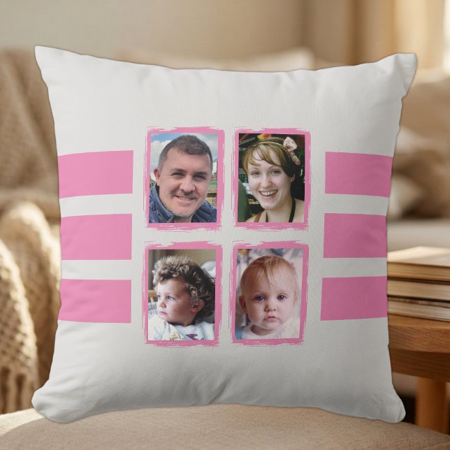 Coussin 8 bandes de photos rose double face (Créateur téléchargé)