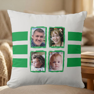 Coussin 8 bandes de photos vertes double face