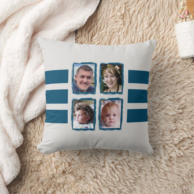 Coussin 8 bandes photo bleu double face (Couverture)