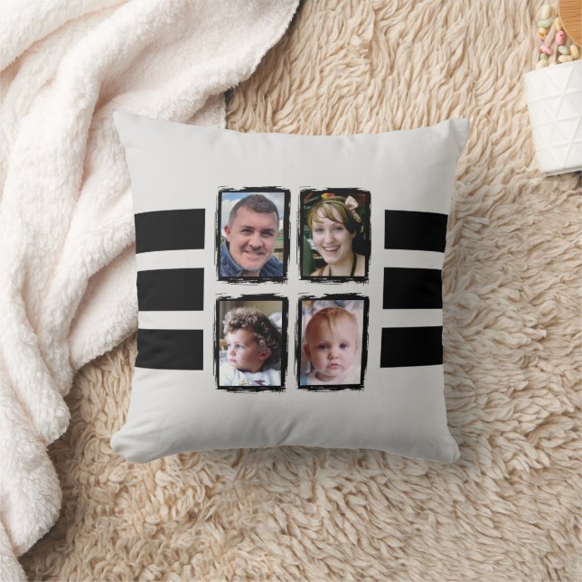 Coussin 8 bandes photo noir double face (Couverture)