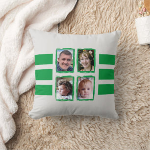 Coussin 8 bandes photo vert double face