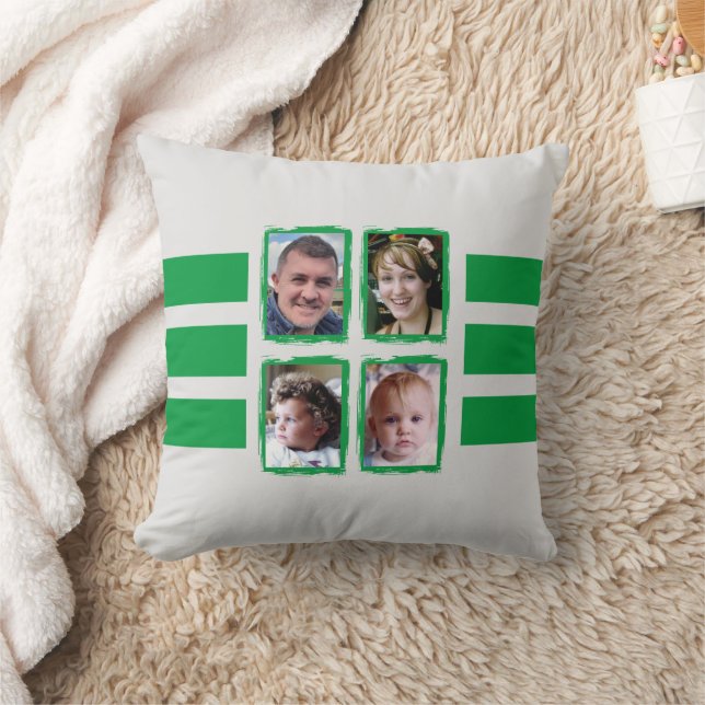 Coussin 8 bandes photo vert double face (Couverture)