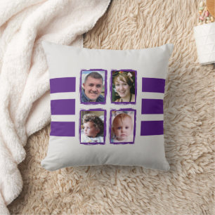 Coussin 8 bandes photo violet double face