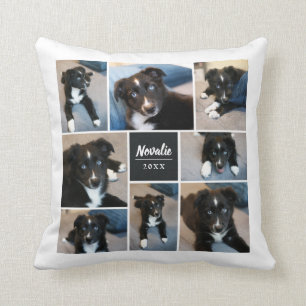 Coussin 8 Collage de photos Schéma floral Noir muet