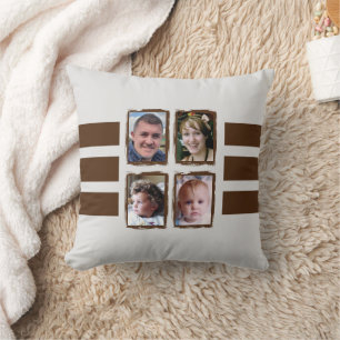 Coussin 8 rayures de photo brun double face