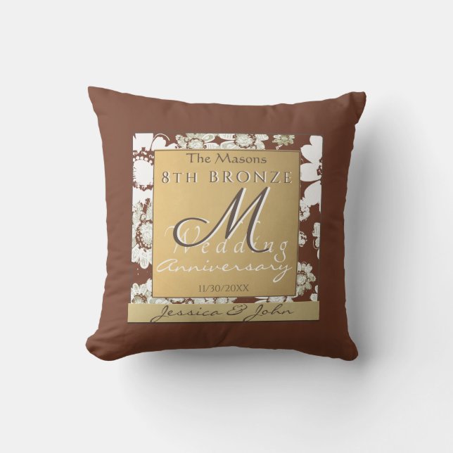 Coussin 8e anniversaire du Mariage de bronze foncé (Recto)