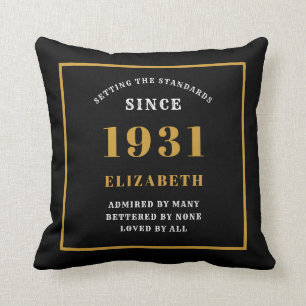 Coussin 90e anniversaire 1931 Elégant Chic Black personnal