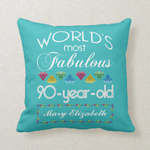 Coussin 90e anniversaire plus fabuleux gemme coloré Turqu