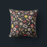 Coussin 90s Retro Grunge Sunshine Bliss<br><div class="desc">Description: A bold fusion of 90s street style and retro optimism. This design features a classic happy, face centered within a radiant sun, flower silhouette. The artwork utilizes heavy grunge, design elements, including distressed textures, faded color palettes, and rough edges to create a weathered, vintage look that balances positivity with...</div>