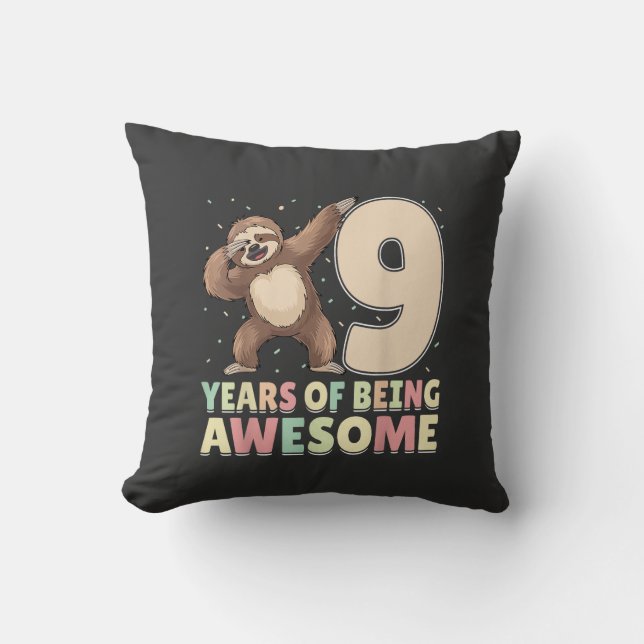 Coussin 9 Ans d'être Incroyable Sloth Faisant le Dab 9ème  (Recto)