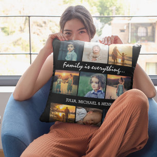 Coussin 9 Photo Collage de texte personnalisé La famille d