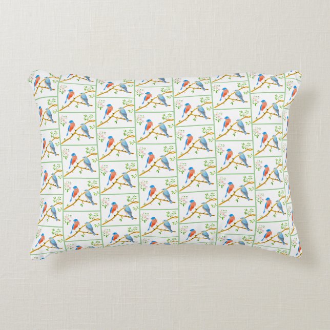 Coussin à Accent Carrelé Bluebirds (Devant)