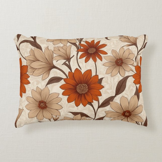 Coussin à accent floral orange vif (Devant)