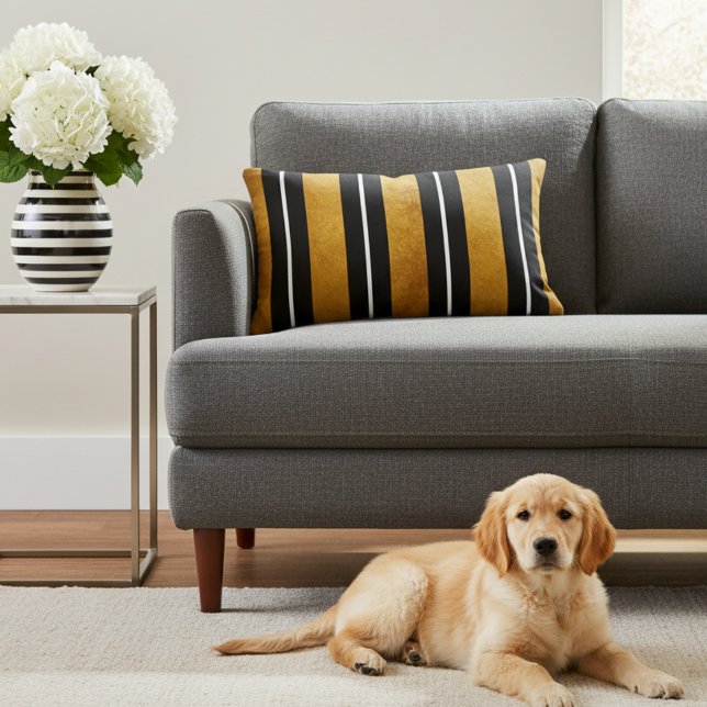 Coussin à accents noir blanc et or élégant (Gold black and white accent pillow!)