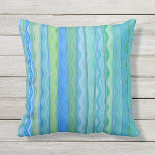 Coussin à bande Abstraite Aqua Ocean 16x16